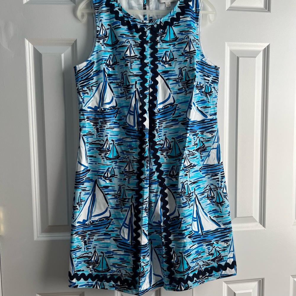 Sail to Sable blue boat sleeveless dress